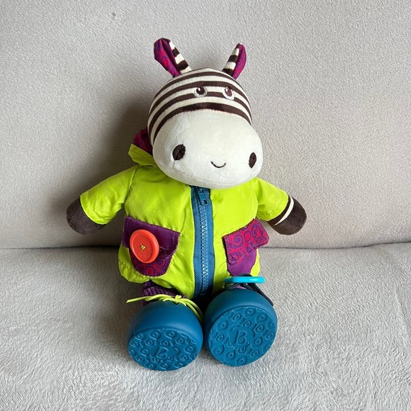 2018 B. You Giggling Zebb Zebra Teaching Doll Sensory Learn to Dress Plush Toy 1 - Picture 3 of 5